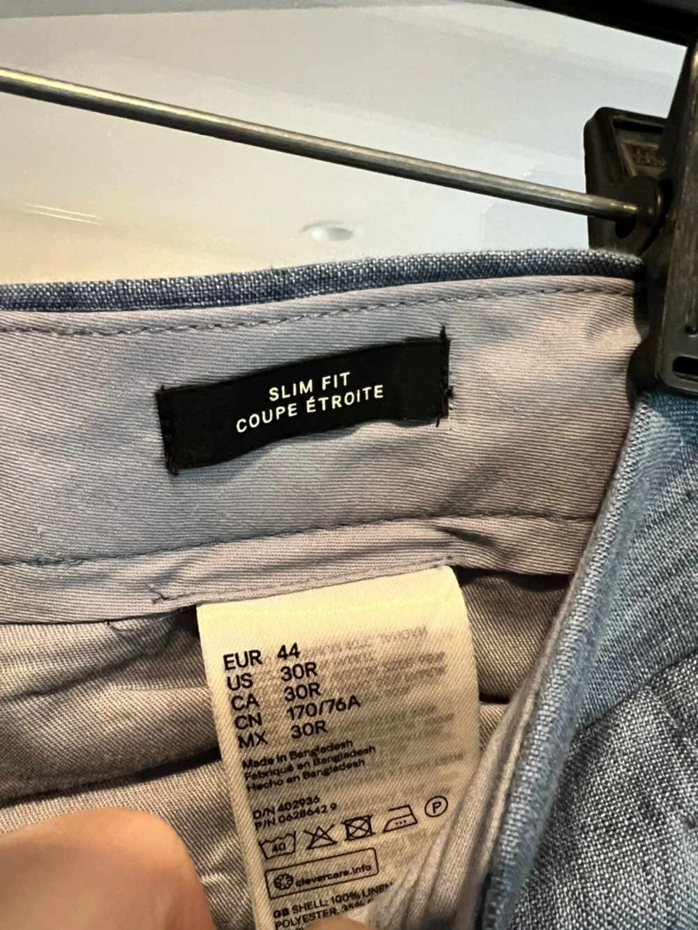 H&M Blue Linen-Blend Chinos